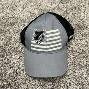 NWT RANK-45 Flag Trucker Hat Mesh Snap Back Gray Black Flag